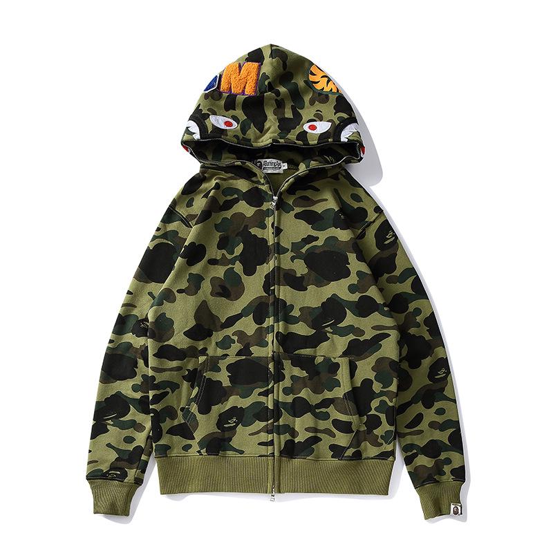 BAPE Shark Head Camo Block Unisex Hoodie - Autumn/Winter Trend