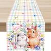 Easter Eggs Floral Linen Table Runner Holiday Party Decor Spring Colorful Flowers Eggs Dining Table Runners Easter Decorations