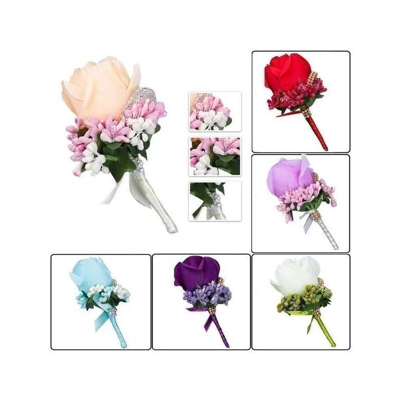 Knot Wedding Corsage Simulation Silk Rose Brooch Wedding Dress Flower Accessories Forest Berry Simulation Single Rose Corsage