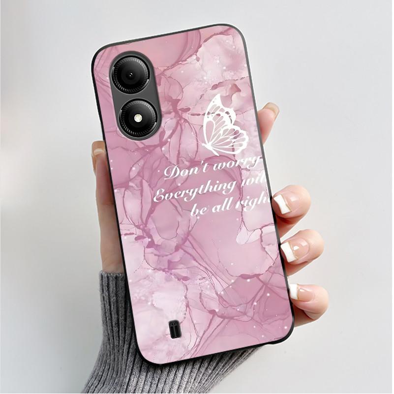 Custodia con Stampa per ZTE Blade A33S A34 Guscio Nero in Morbido Silicone per ZTE Blade A31 Plus Custodia Carina con Fiori e Cartoni Animati