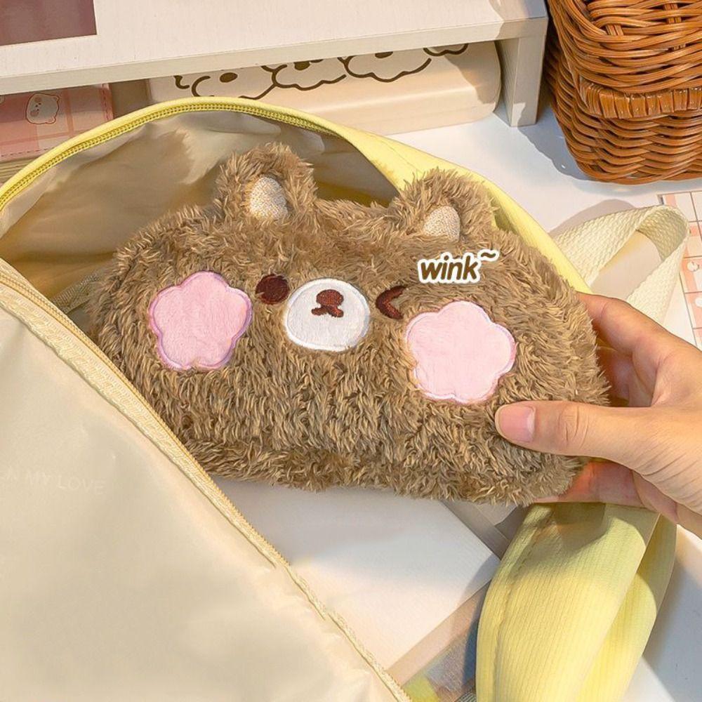 Plush Plush Pencil Bag Large Capacity Stuffed Frog Plush Pencil Case  Student