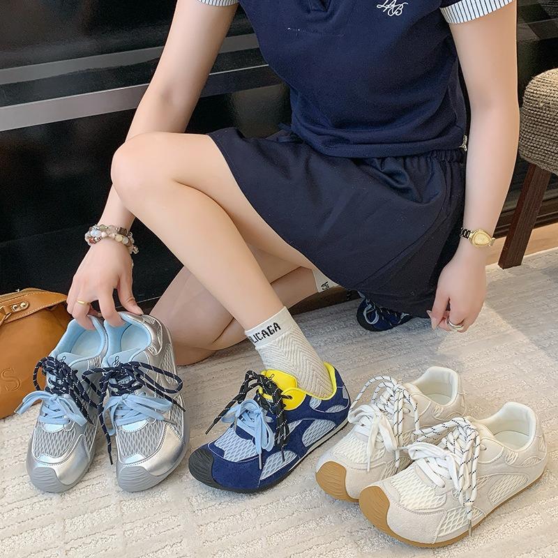 Retro mesh dad shoes women's spring and autumn new fashion single shoes ultra-light casual silver sports running shoes