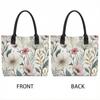  Floral Printed Canvas Tote Bag Large Casual Shopping Handbag for Daily Use