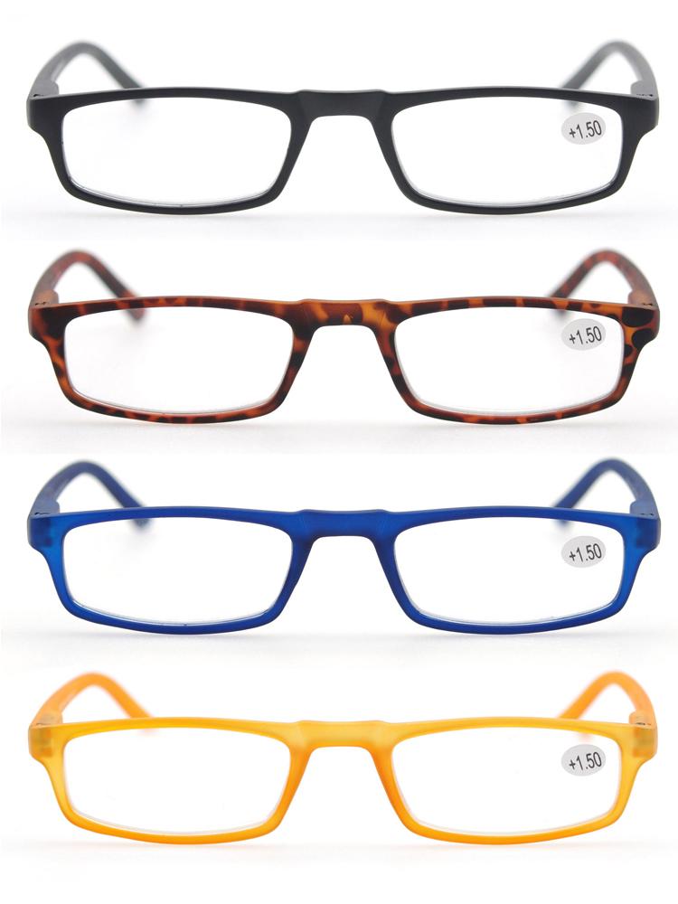MODFANS Reading Glasses - 4 Pairs Fashion Readers Narrow Frame Spring Hinge For Men Women