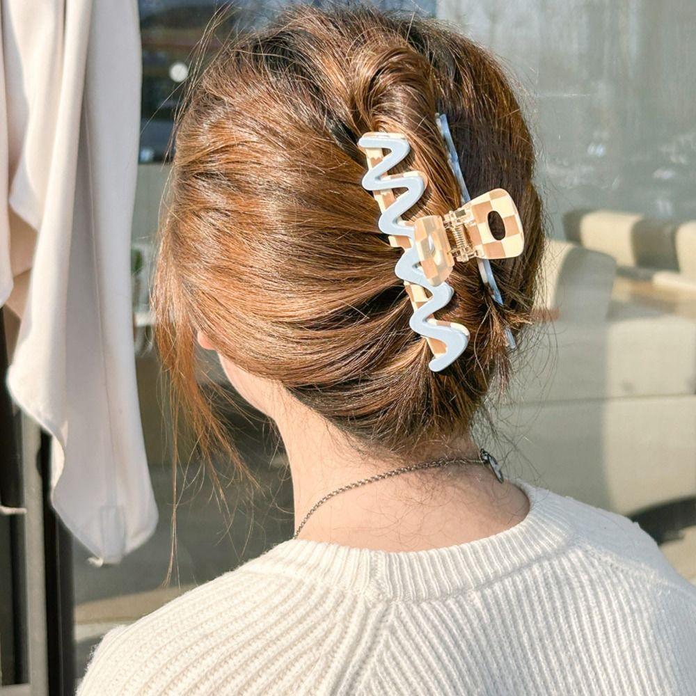 

Stripe Lattice Wave Geometric Hair Claw Snake Shape Patchwork Hair Clip Wash Face