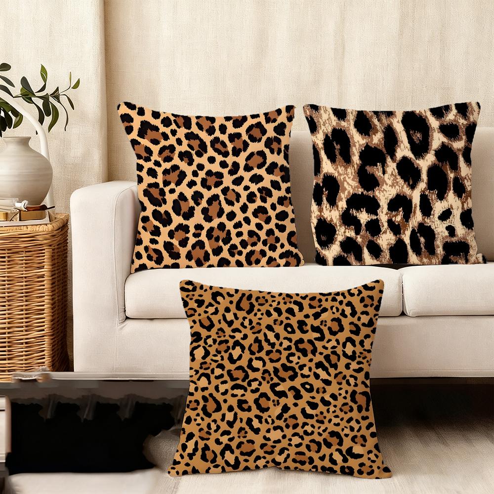Leopard Print Fashion Cushion Cover Plush Fabric Soft DoubleSided Printed Sofa Warm Winter Home Child Gift Pillow Case