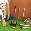 12PCS Dollhouses Gardening Accessories Tool Set with Rainboot Broom Shovel Rake For 1/12 Scale Garden Scene Decoration