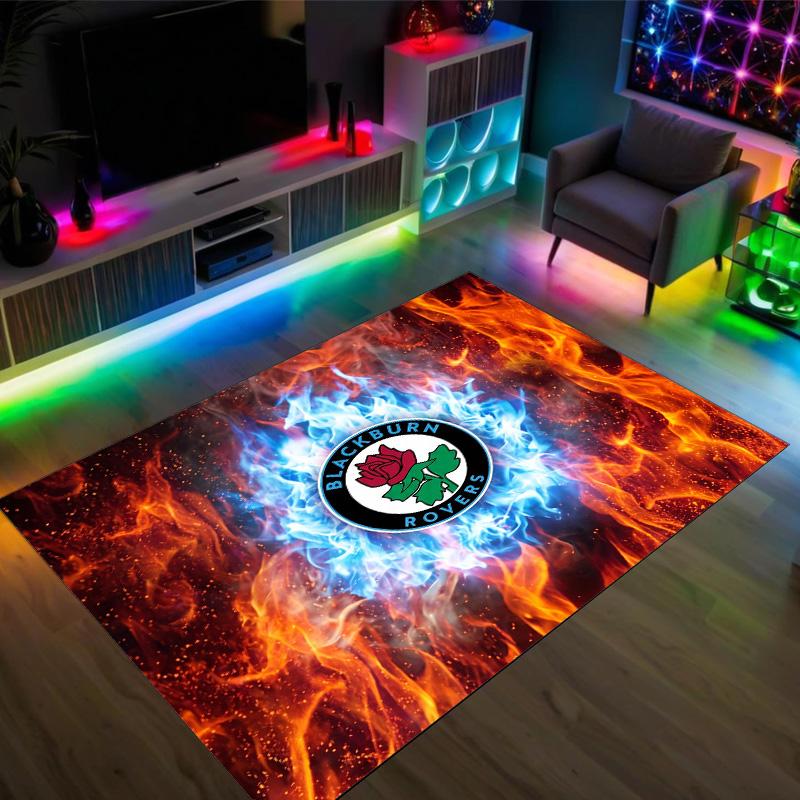 Blackburn Rovers Football Design Crystal Velvet Carpet Cozy Non?Slip Printed Rug For Bedroom Living Room Entrance