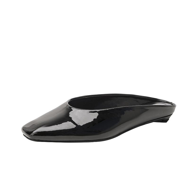 Eckiger Kopf Lackleder Einzelne Schuhe Damen Faul Ein Pedal Halbschlepp Sommer Neu Vielseitig Mary Jane Damenschuhe