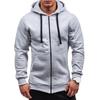 Men Hoodie Hooded Cardigan Zip Up Trendy Warm Pure Color Autumn Coat for Daily Wear