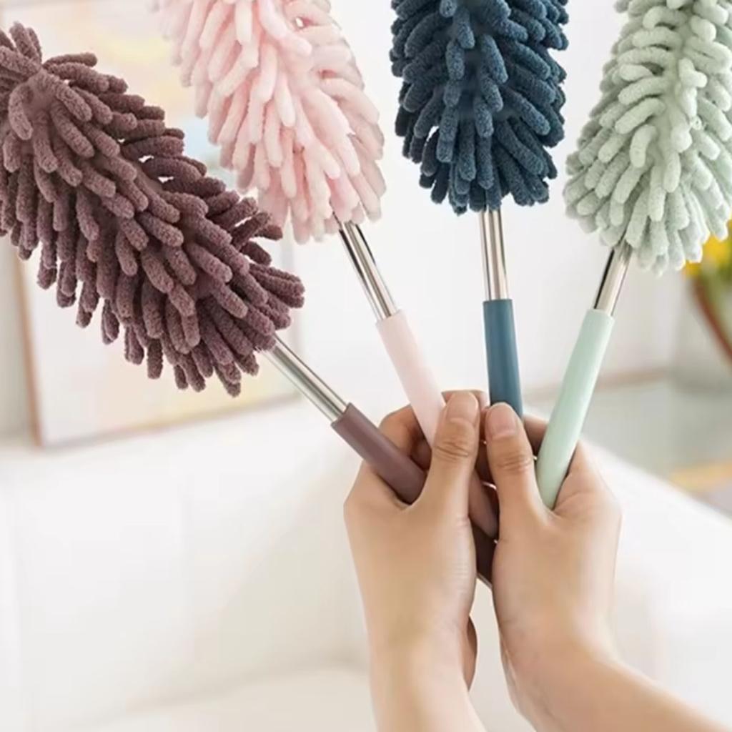 1pc-Telescopic Lengthen Duster Microfiber Chenille Home Stainless Removal Steel Dust Brush Ceiling Clean Multifunction
