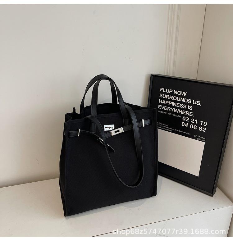 2025 New Simple Casual Canvas Bag Large Capacity Portable Shoulder Tote Bag Simple Commuter Student Class Bag