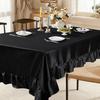 Gold Satin Tablecloth Rectangle Ruffled Table Cover,Ruffle Table Skirt for Kitchen Dining Weddings Dining Table Home Decoration