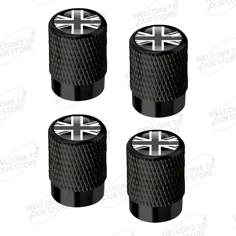 Aluminum For Union Jack Flag Logo Mini Cooper Jaguar Land Rover Vauxhall Lotus 4pcs Car Decor Wheel Tire Valve Caps Stem Cover TB1