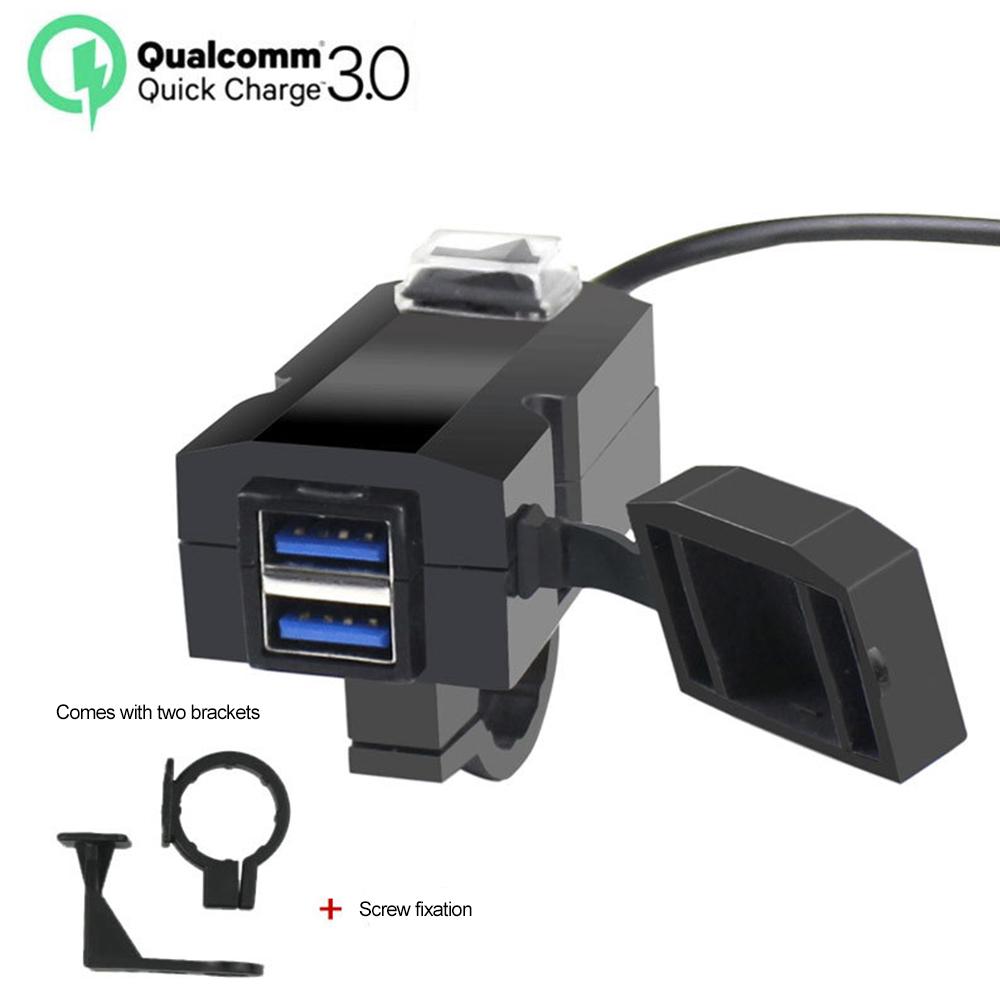 

Зарядное устройство USB для мотоцикла Kebidumei Quick Charge 3.0 Dual USB зарядное устройство для телефона мотоцикла с переключателем водонепроницаемое быстрое отключение