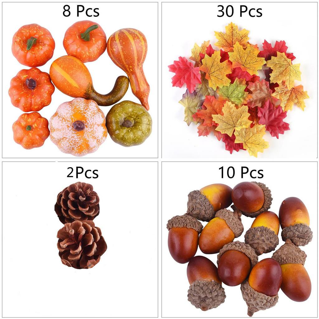 50pcs Artificial Pumpkin Maple Leaf Fall Decoration