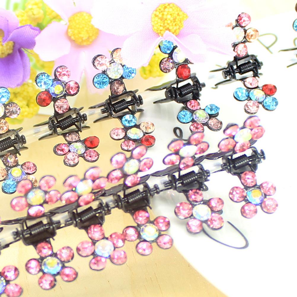 12 Adet Kristal Saç Klipsi Çiçek Kristal Kaymaz Saplı Çam Klipsleri Mini Klipsler Düğün Gelin Saç Aksesuarları