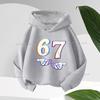 Long Sleeve Graphic Funny 67 Cute Children's Hoodies Hooded Sweatshirt Casual Fashion Novelty Fleece Boy Girl Kid Warm Pullover