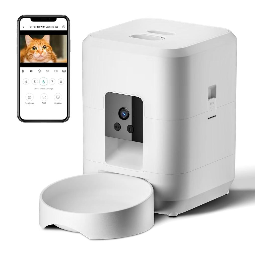 Alimentador para Animais de Estimação 2L Temporizador Inteligente Automático Alimentador para Animais de Estimação para Cães Gatos Botão Cão WIFI APP Câmera Dispensador Inteligente de Ração Tigela para Cães