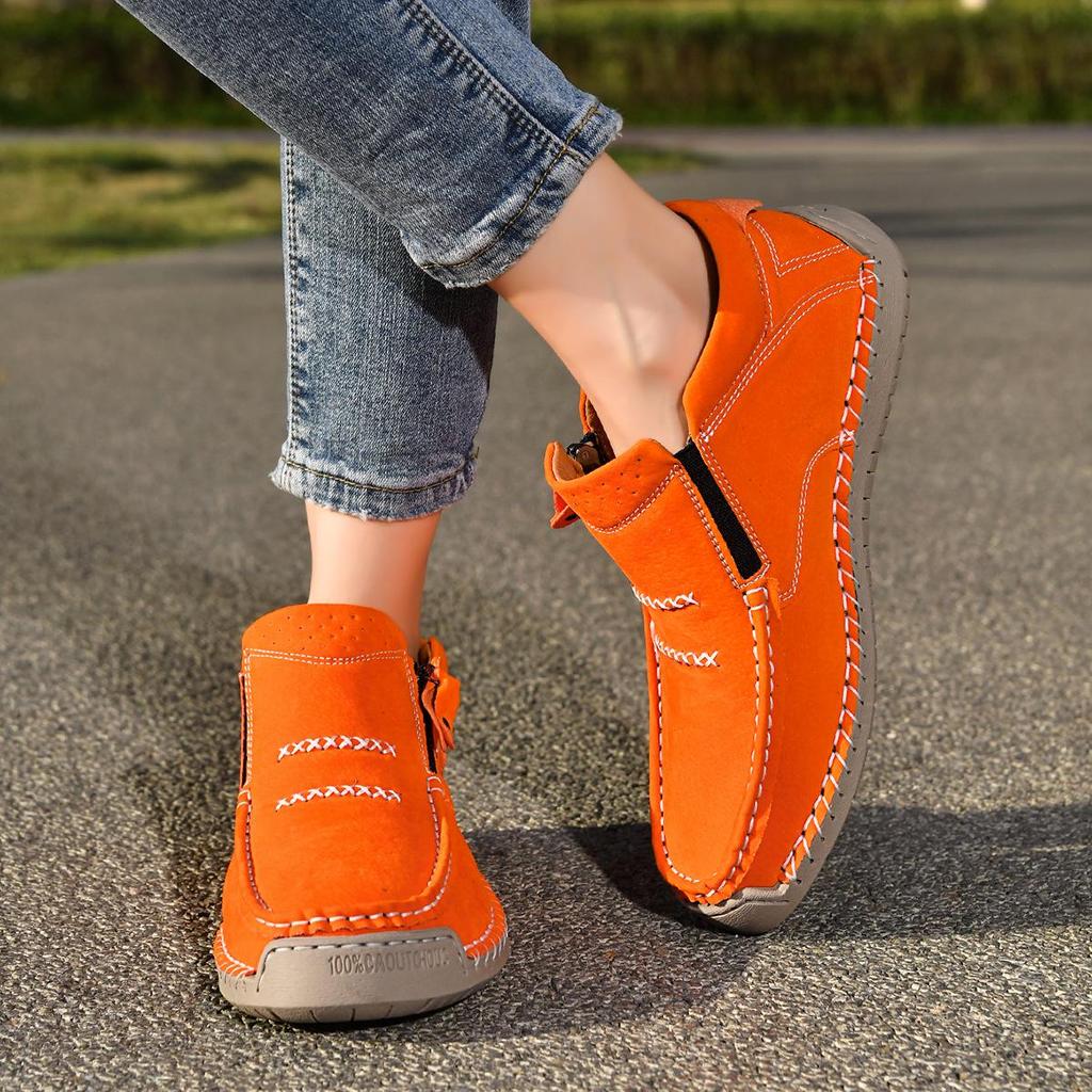 Women's Plus Size Casual Slip-On Leather High-Top Shoes: Stylish Outdoor Spring Footwear