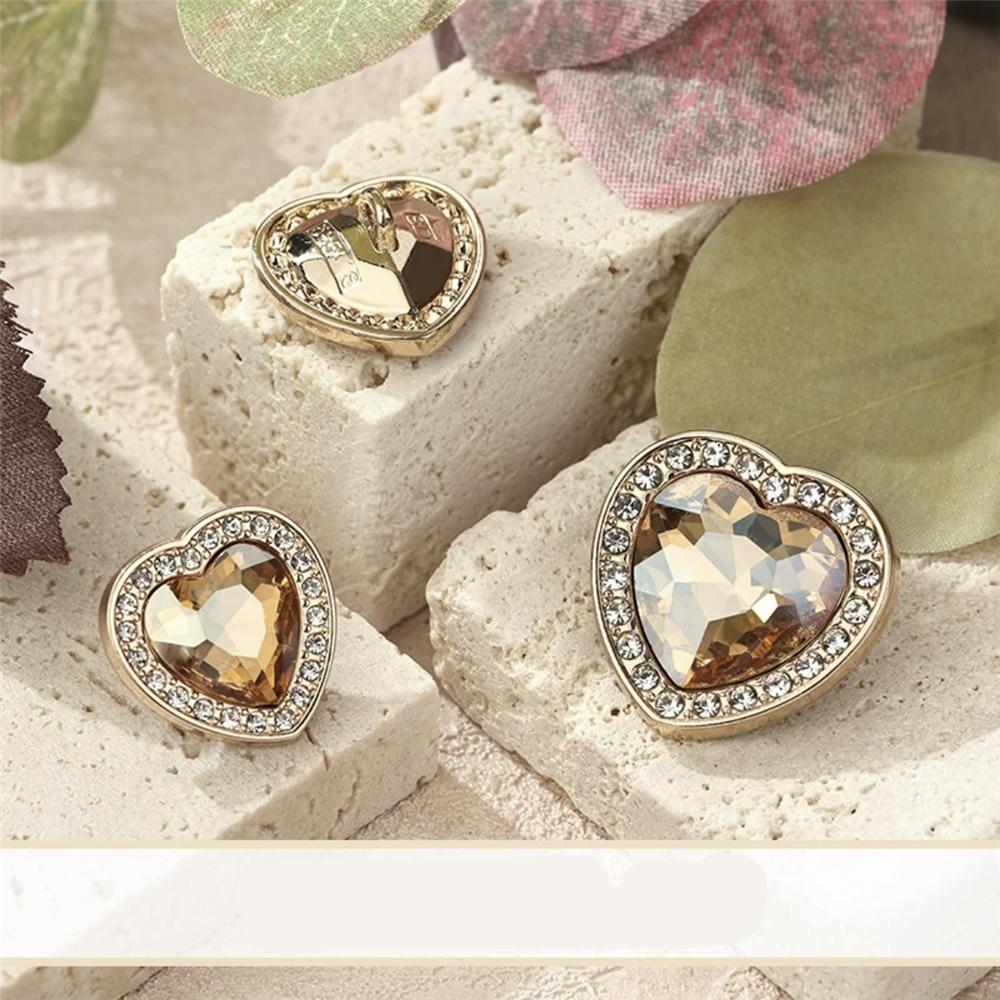 FCXDG 10pcs Super Beautiful Luxury Gem Buttons Women's Clothing Decorative Accessories Dress Fur Coat Rhinestone Heart Buttons