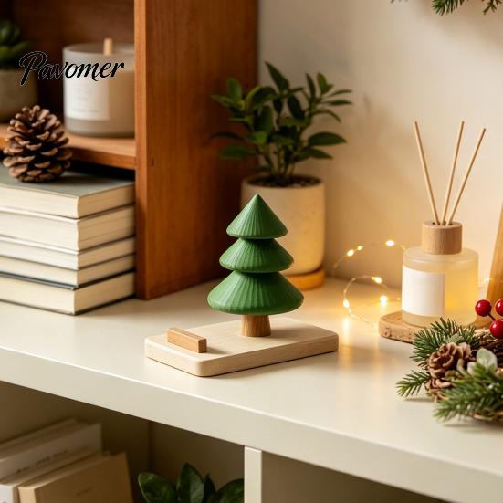 Christmas Desk Ornament Tree Phone Stand, 3D Printed Creative Holder for Cell Vertical Horizontal Stand Phone, Festive Holiday Desktop Decor