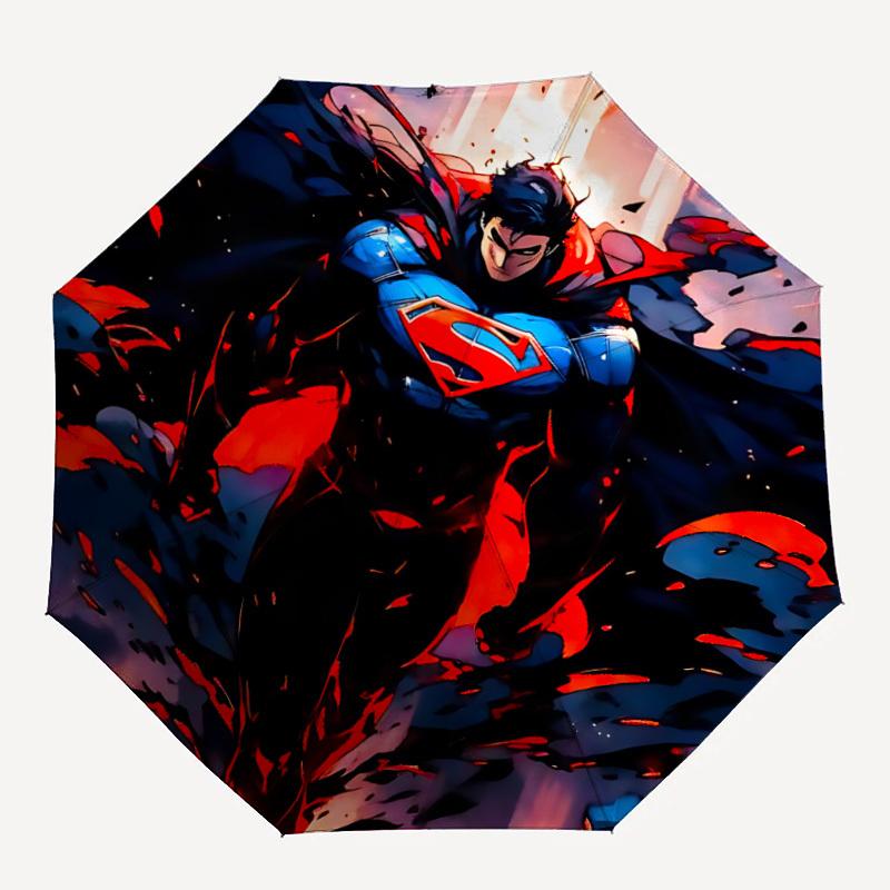 1pc Superman Hero Automatic Folding Umbrella - Compact 8-Rib Design, Durable Plastic & Iron, Lightweight for Outdoor Daily Use21181
