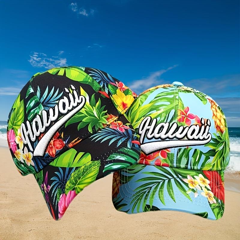 My Extreme Outdoor Activities Women's Black Hawaii Tropical Print Trucker Hat, Summer Floral Baseball Cap For Men Adjustable Breathable Dad Hat For Beach Vacation