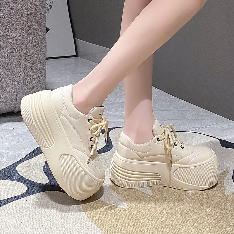 Fashion 7CM High Platform Women Flats Summer Spring Autumn Fashion Round Toe Leather Casual Loafers Female Outdoor Daily Slip-on Shoes