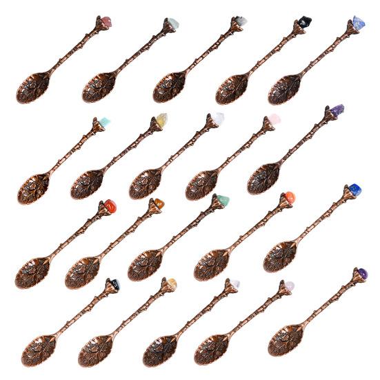 Crystal Coffee Scoop Vintage Carved Stirring Spoon Irregular Polished Stone Dessert Spoon