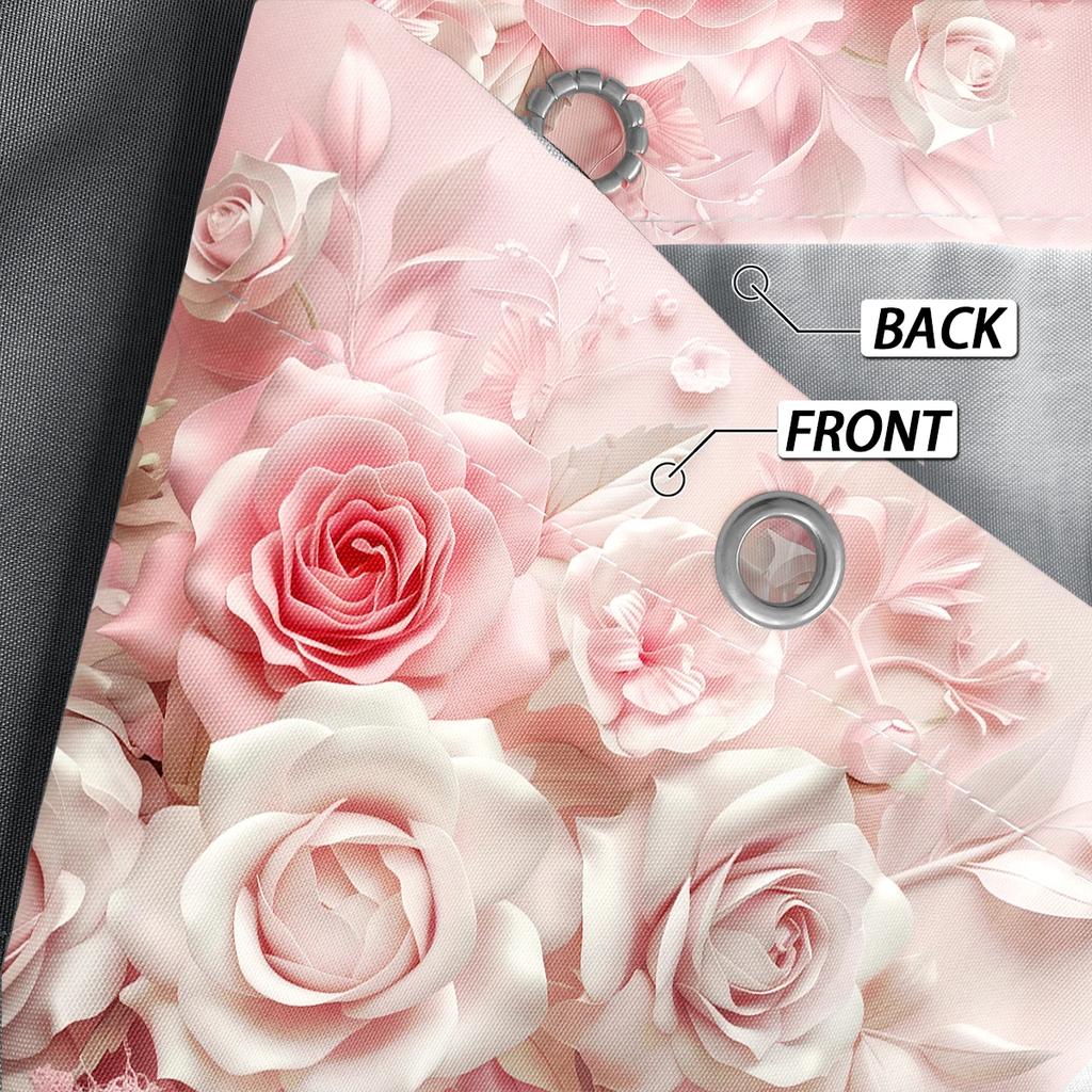 1PC 3D floral pattern printed shower curtain, with 12 hooks, suitable for bathroom showers, bathtub, home use