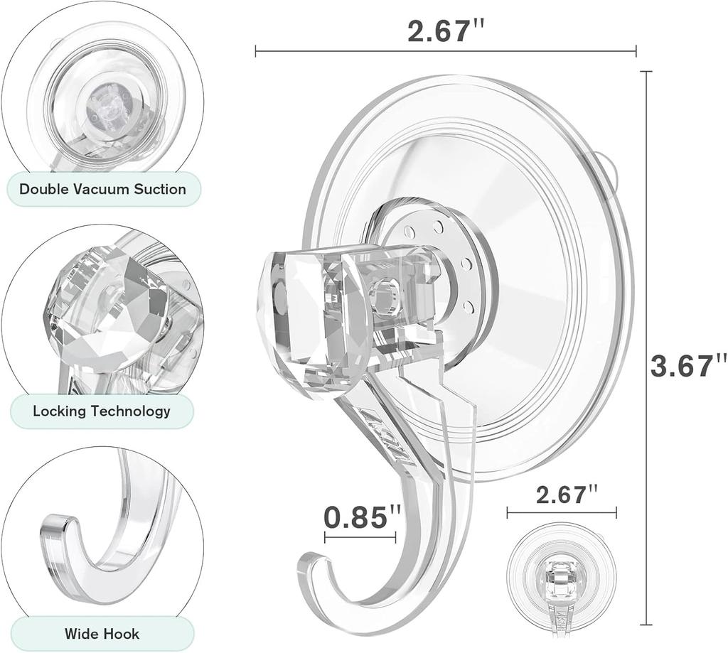 Kranzaufhänger, Große Saugknopf-Kranzhaken, Schwerlast, 22 LB Tragfähigkeit, Abnehmbar und Wiederverwendbar, Transparent, 2 Stück