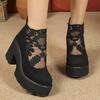 Women'S Lace Heeled Shoes Fashion Ladies Roman Sandals Breathable Ladies Shoes Elegant Ladies Pumps New Mesh Sandalias De Tacón