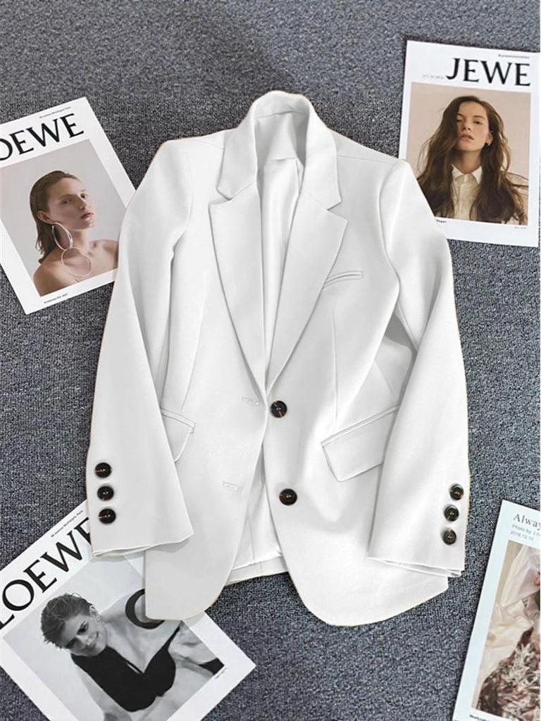 2025 Spring/Autumn Off-White Women's High-End Korean Style Versatile Suit Jacket for Casual & Commuting