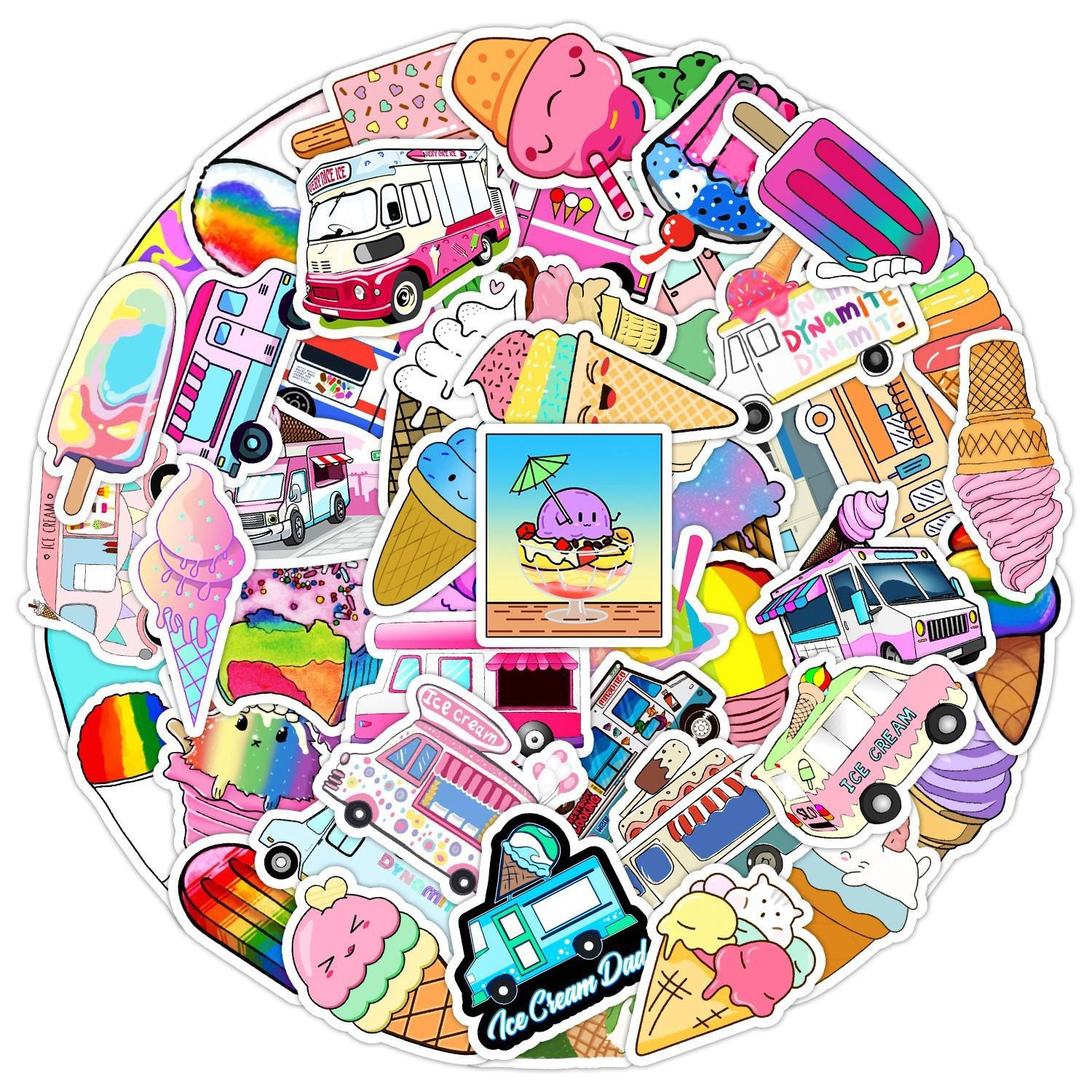 

Beach Series Cute Graffiti Stickers: Waterproof, Creative Stationery for Water Bottles & Luggage - 50/100 Sheets