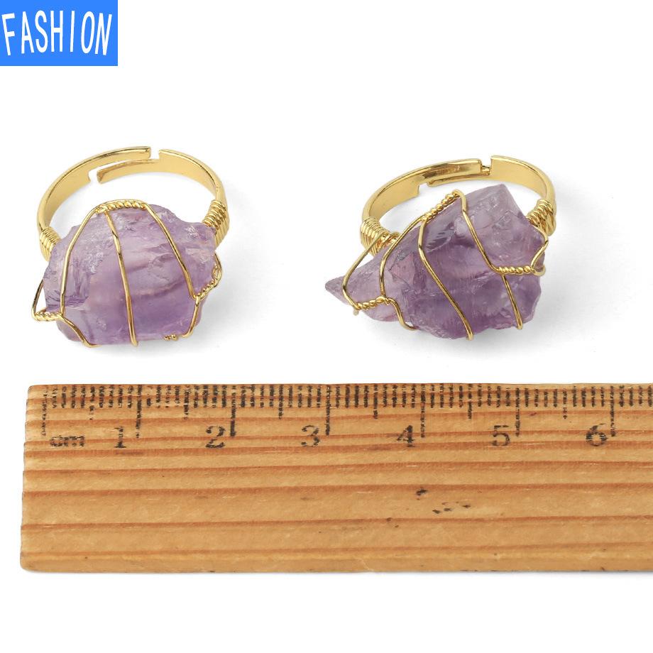 Natural Crystal Golden Wiir Wrap Ring Crystals Adjustable Ring Creative Gift for Women