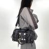 Washed Denim Diamond Jewelry Handbag Personalized Street Messenger Shoulder Bag