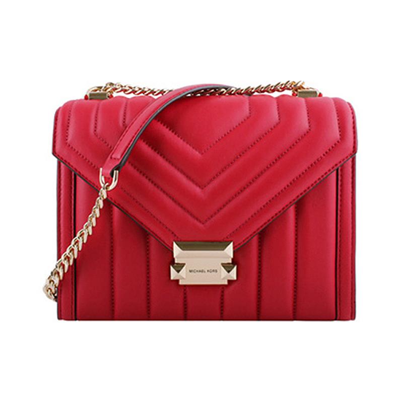MICHAEL KORS Whitney Classic Quilted Chain Commuting Retro Sheepskin Messenger Bag Envelope Bag Shoulder Bag Large Women's Red