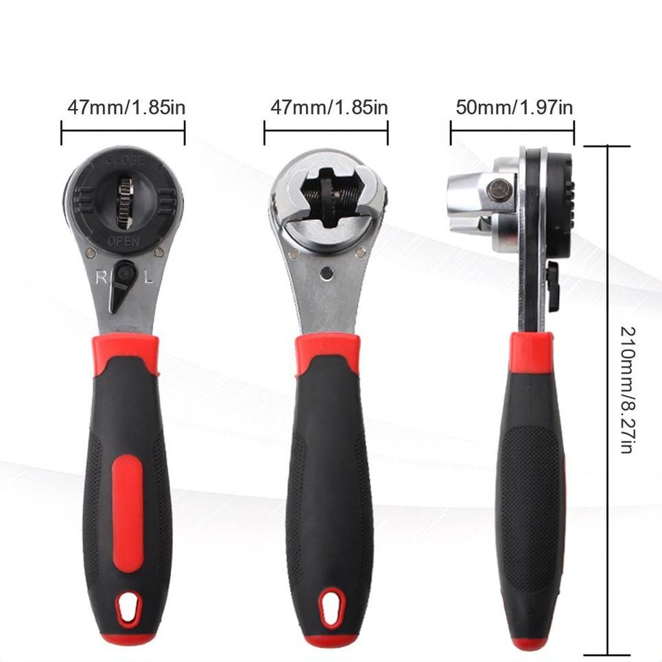 Эргономичный, экономящий труд, регулируемый гаечный ключ, ремонтный инструмент, портативный трещоточный ключ, металлический, сверхпрочный, торцевой ключ