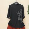 Dimanaf 2025 Autumn Pattern Printing T-shirt Black Women Short Sleeve Loose Tops Tees