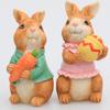 2Piece Easter Bunny-Decorations Easter Resin Rabbit Statue Ornaments Tabletop