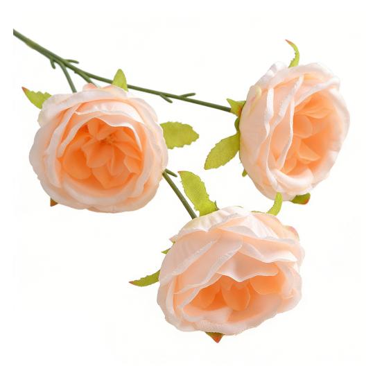 26" Artificial Rose Flower Realistic Fake Silk Rose Flower with Long Stems 3 Heads Full Blooms Faux Flower Branch for DIY Bridal Bouquet Home Wedding