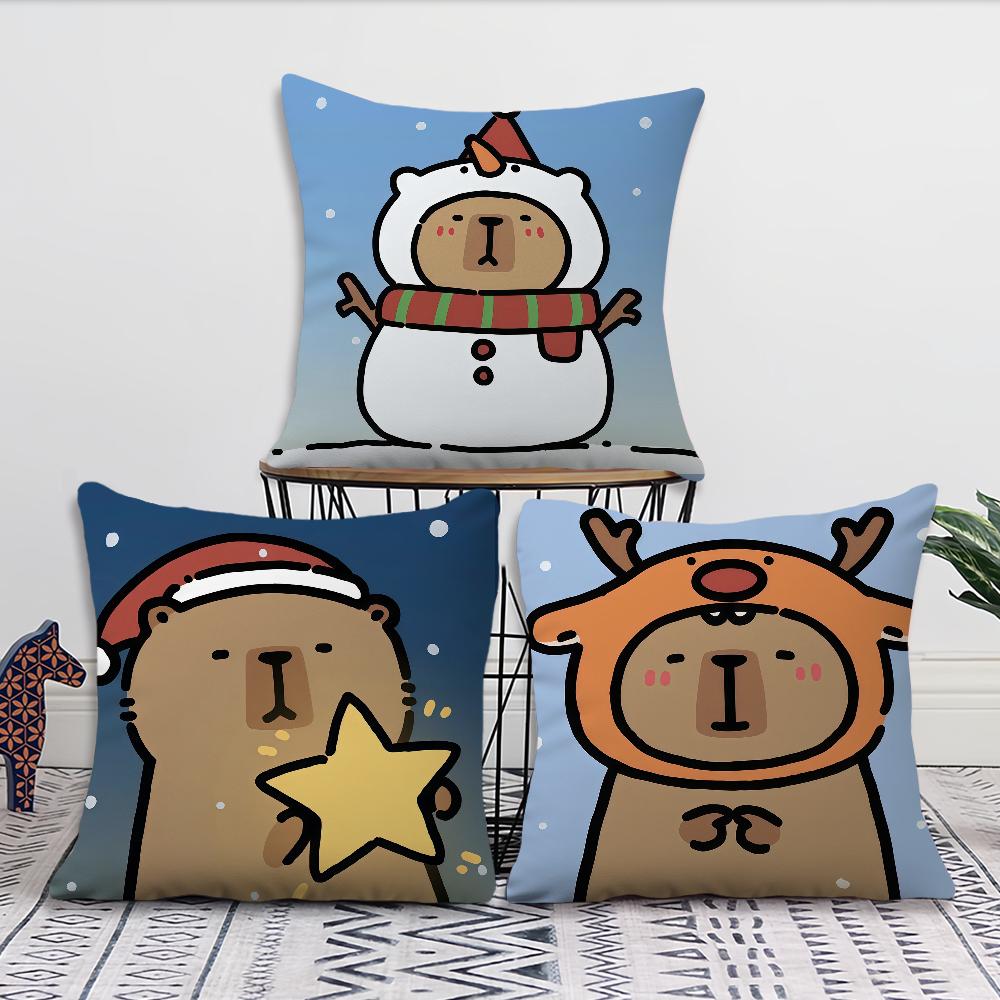 Christmas Capibala Cute Cartoon cushion cover Pillow Cover Decoration Room Home Sofa living Office Car Nordic Simplicity