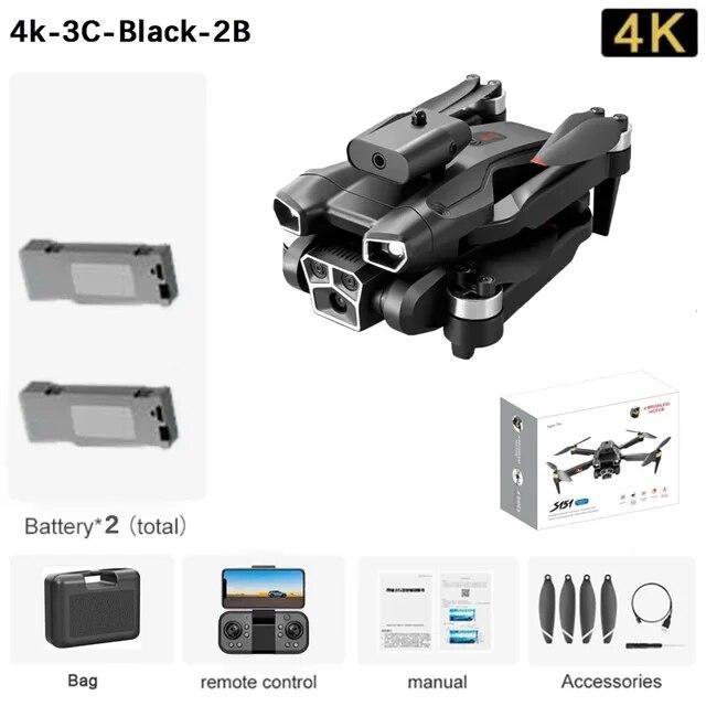 New S151 UAV 8K HD Three-camera Brushless Intelligent Obstacle Avoidance 5G Wifi FPV Optical Flow Positioning Hovering Brushless Quadcopter Toy Gift