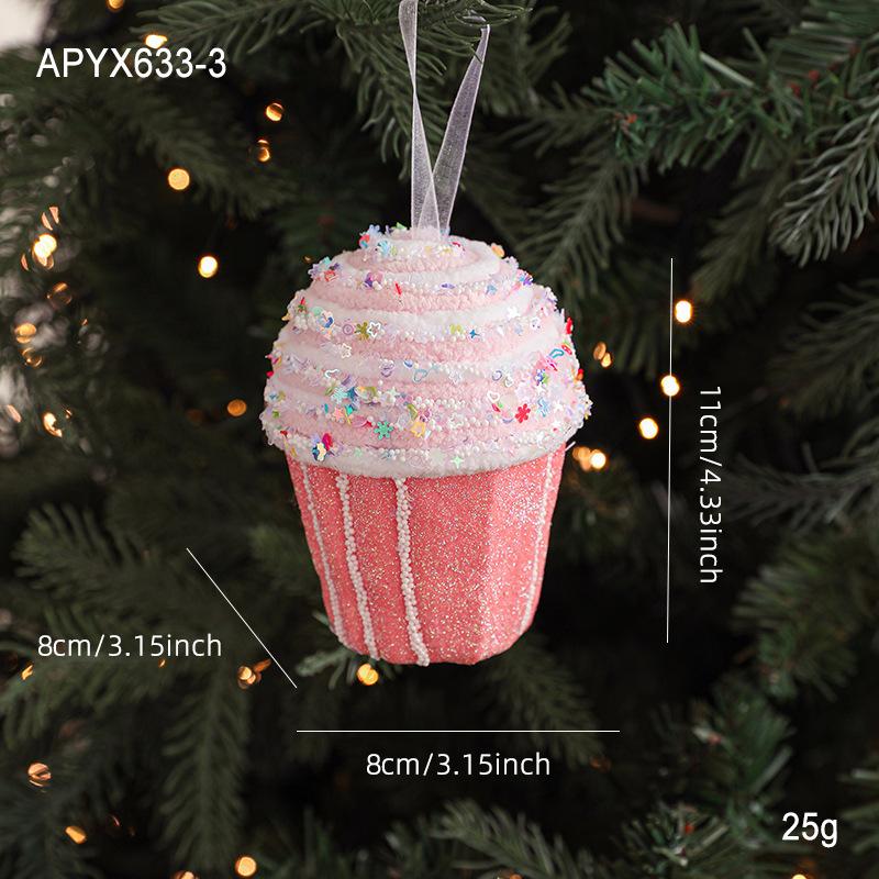 

New Christmas decorations cute pink cartoon macarons foam candy Christmas tree pendants hanging props