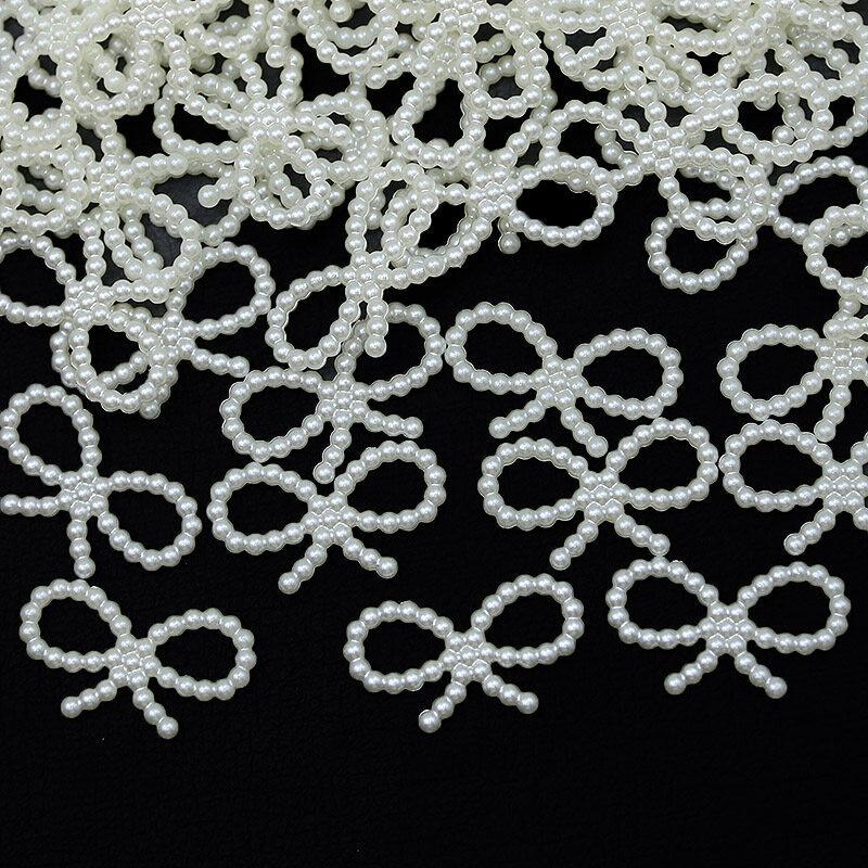 (100Pcs/pack)17*29mm Resin Imitation Pearl Bow Jewelry Accessories Hollow Phone Case Decoration Material Diy  Holiday Decoration