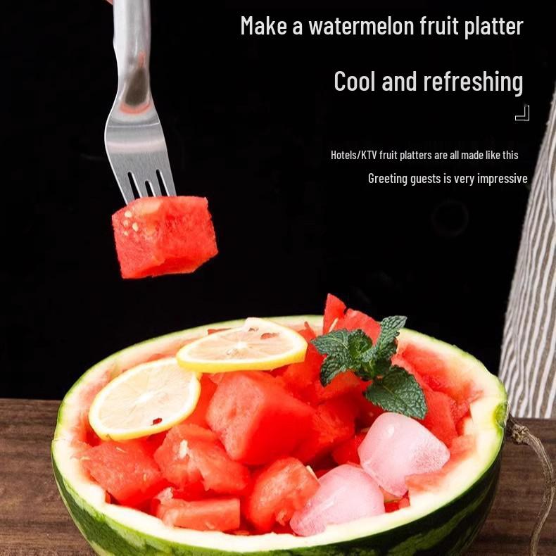 Free Shipping: Stainless Steel Watermelon Slicer & Dicer - Fork Integrated Tool