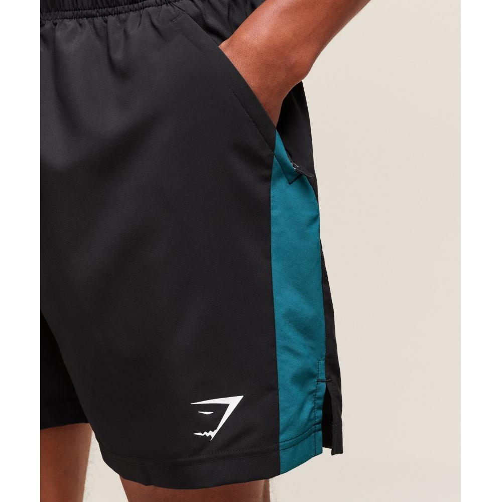 Gymshark Sport  7  Shorts Black Functional Teal A1b3l Bc2r