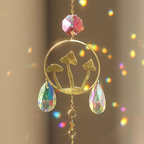 Faux Crystal Sun Catcher Decoration Butterfly Mushroom Moon Star Sun Hanging Ornament Indoor Outdoor Home Office Garden Window Hanging Pendant