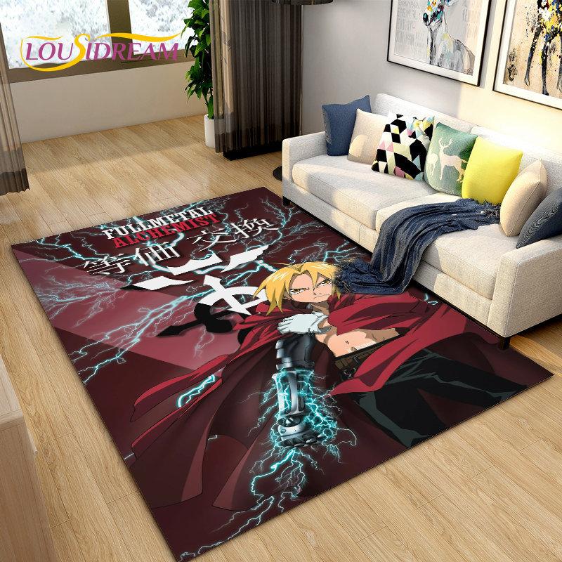 Fullmetal Alchemist Anime Cartoon Area Rug Large,Carpet Rug for Living Room Bedroom Sofa Doormat Decoration, Non-slip Floor Mat